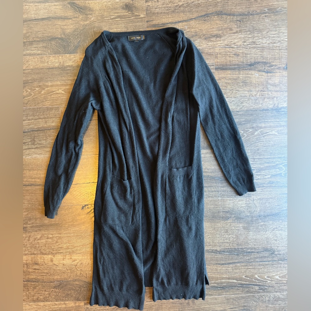 Love Tree Classic Black Fly Away Cardigan